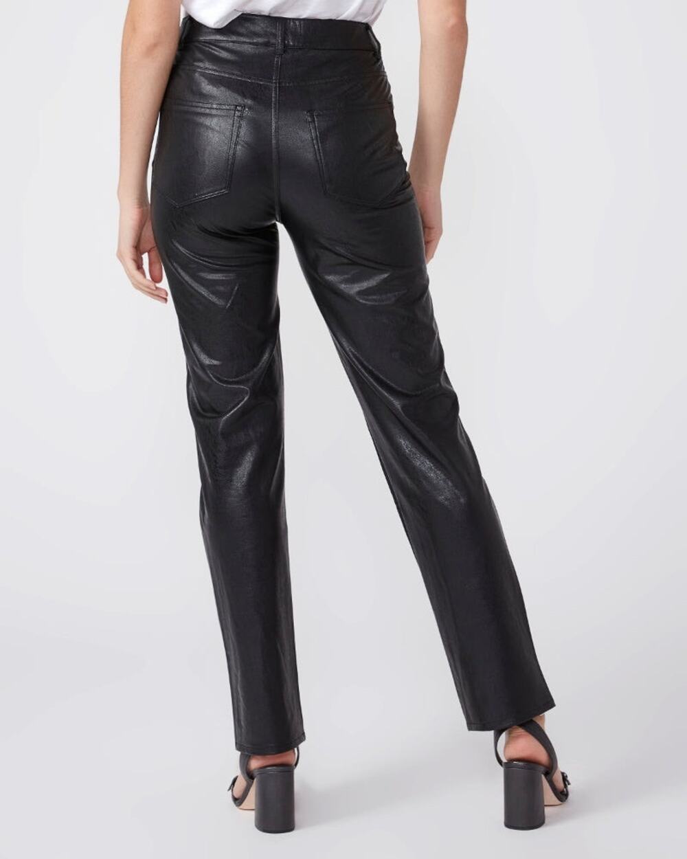 Paige Stella Straight Black Vegan Leather Pants Size 32